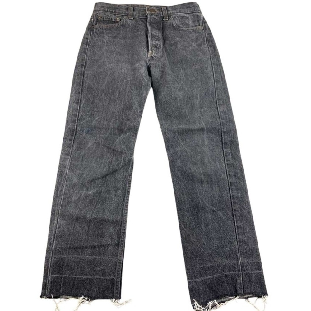 Vintage‎ Levi's 501 Jeans Men W29 Black Straight Leg Raw DIY Hem USA Made 1989